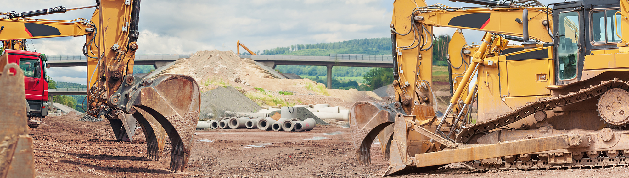 Construction Site - Excavators & Dump trucks